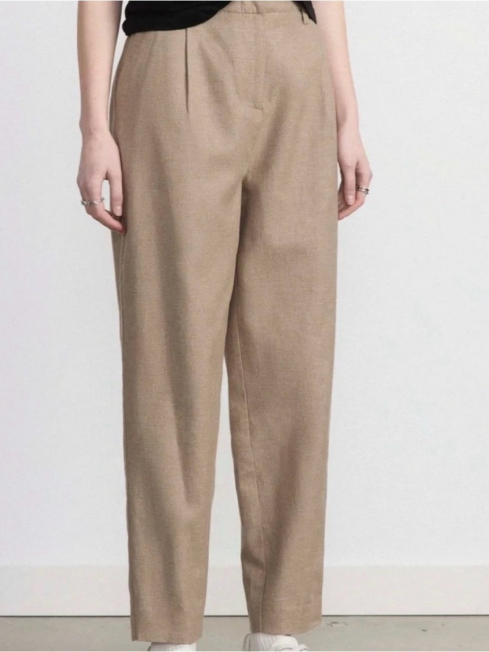 Frank & Oak Wide Leg Tan Trousers